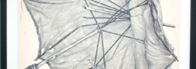 1976, Es war einmal ein Knirps, Handzeichnung auf Papier, Sephia und Bleistift, Blattgröße 51 x 65 cm, mit Rahmen 62 x 75,5 cm
